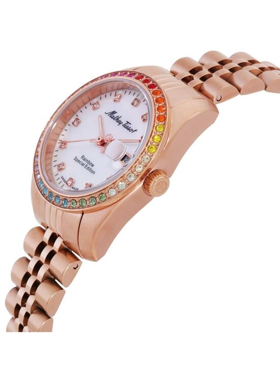 NWT Mathey-Tissot Mathy Rainbow Quartz White Dial Ladies Watch